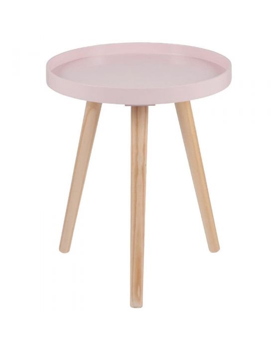 Scandi Pink MDF & Natural Pine Wood Round Table