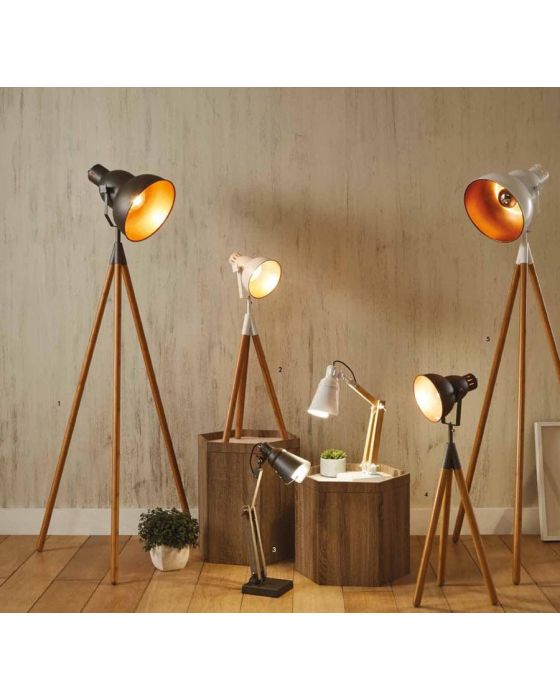 Natural Wood Tripod Floor Lamp Zurleys, White And Natural Wood Table Lamp