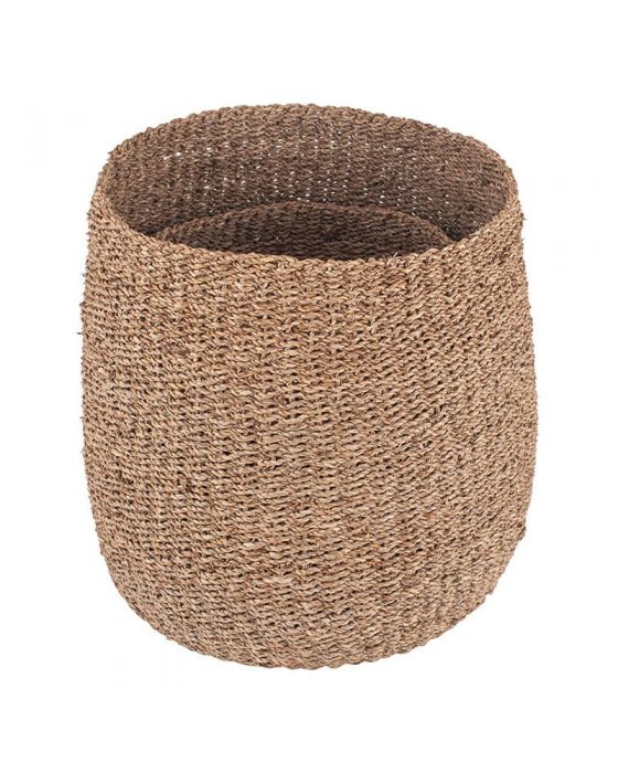 Set of 2 Woven Natural Seagrass Tapered Baskets