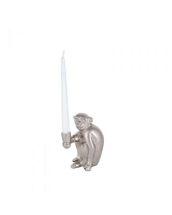 Silver Metal Monkey Candlestick
