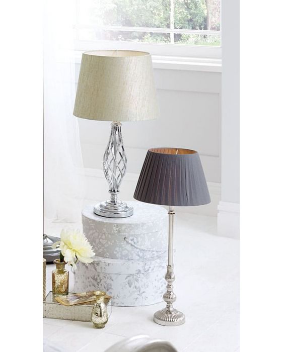 Silver Metal Traditional Table Lamp with Silver Shade