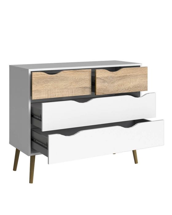 Stockholm Chest of Drawers in White With Black or Oak