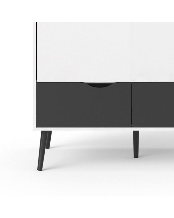 Stockholm Double Wardrobe in White With Black or Oak