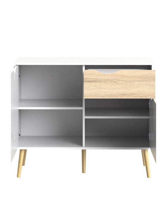 Stockholm Small Sideboard in White With Black or Oak