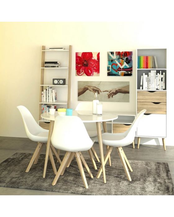 Stockholm Dining Table in White with Black or Oak