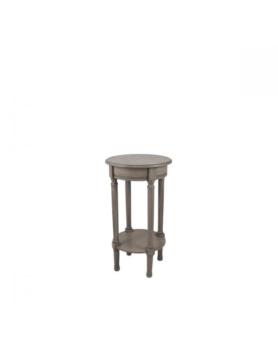 Taupe Pine Wood Round Side Table