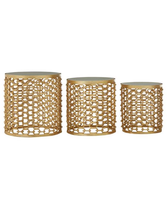 Temple Set of 3 Side Tables In Gold