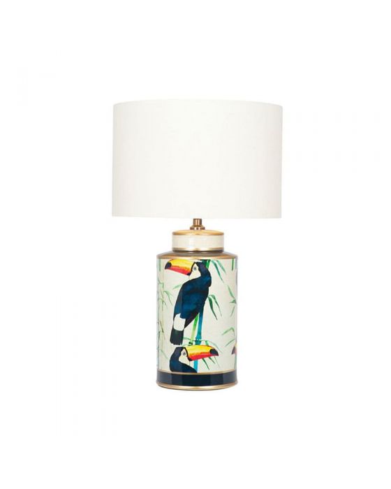 Toco Tall Multi Colour Toucan Print Ceramic Table Lamp - Base Only