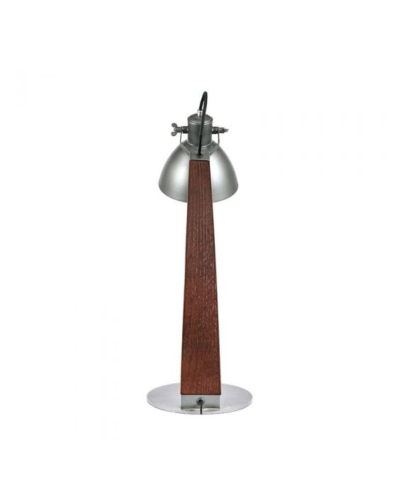 Topsham Wood & Grey Metal Curved Table Task Lamp