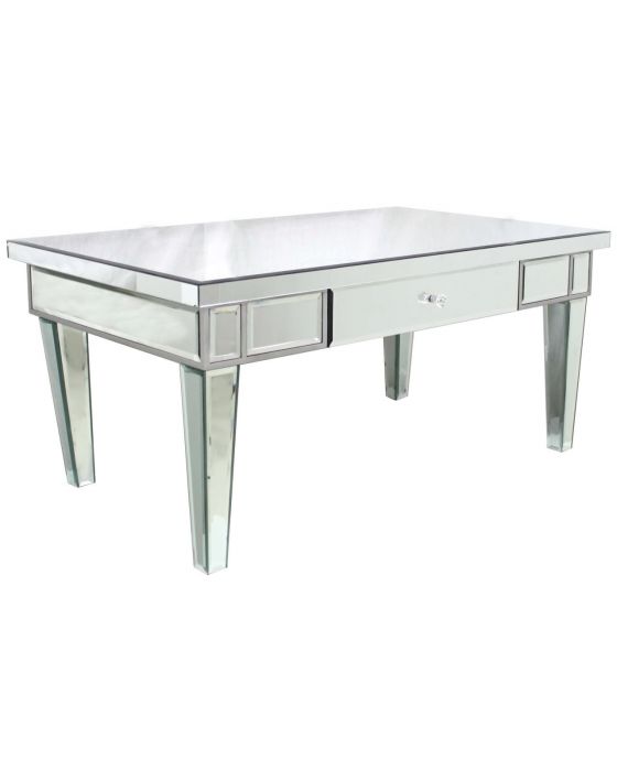 Traditional Mirrored Coffee Table with Silver finish