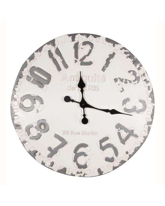 Vernon Antique White & Grey Round Wall Clock