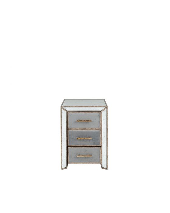 Vintage Metal With Velvet and Mirrored Bedside Unit