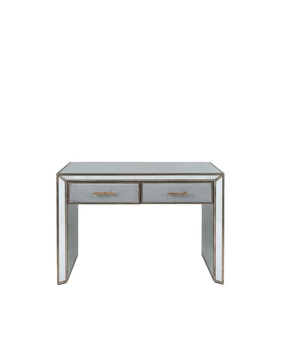 Vintage Metal With Velvet and Mirrored Console Table