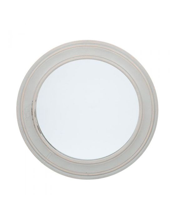 Washed Grey Wood Round Wall Mirror Small