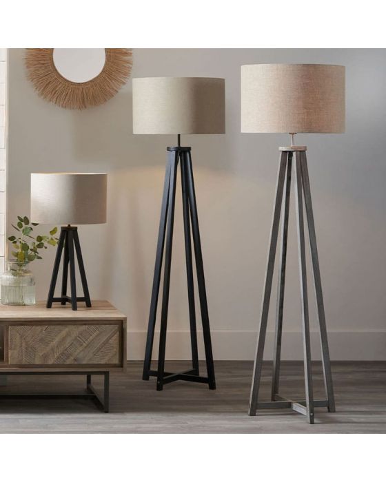 Whitby Grey Wash Wood Tapered 4 Post Floor Lamp - Base Only