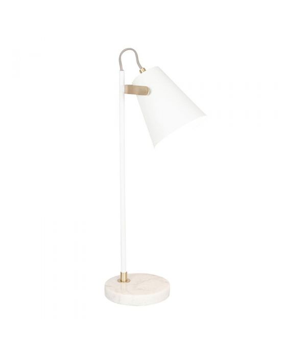 White and Brushed Brass Marble Base Table Lamp