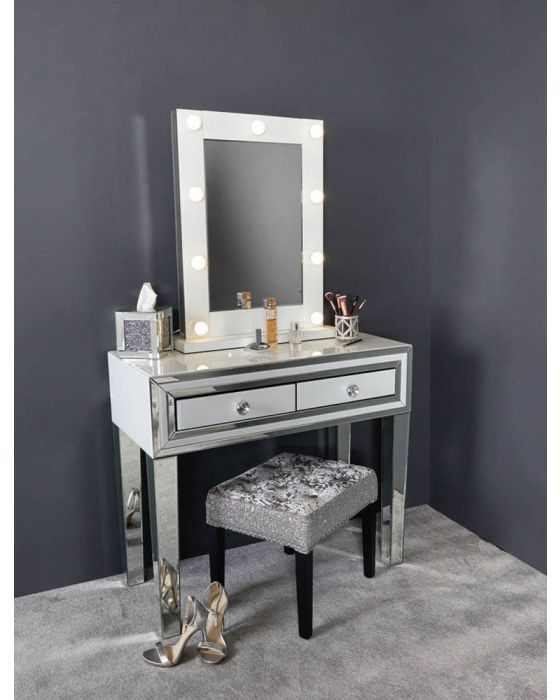 White Glass And Mirrored New York Console Table