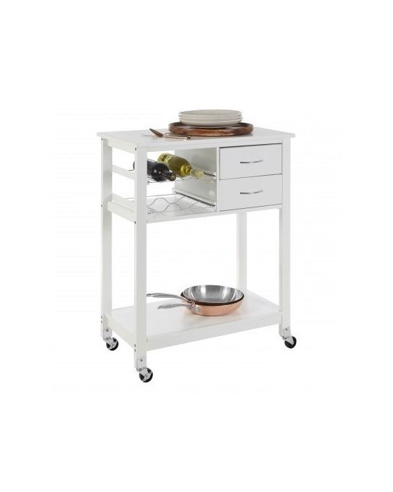 White Kitchen Trolley With Shelves On Wheels