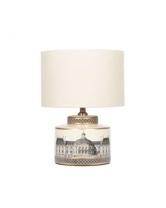 Wren Black and Cream Building Print Ceramic Table Lamp - Base Only