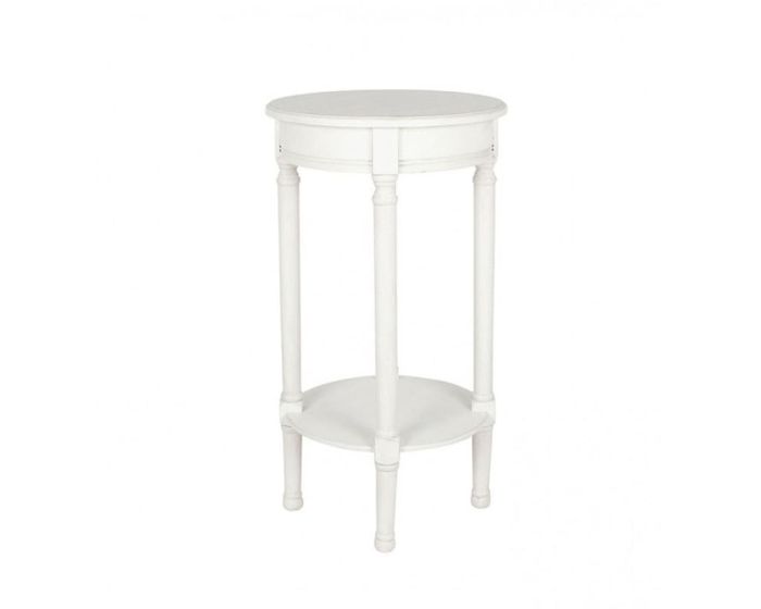 Beth Rustic White Pine Wood Round Accent Table