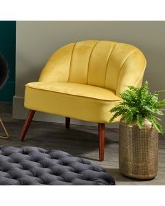 Portofino Velvet Cocktail Chair with Walnut Effect Legs