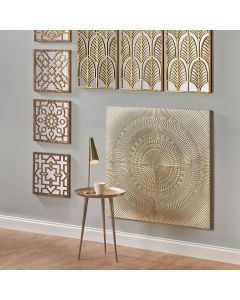 Antique White and Gold Textured Metal Wall Art