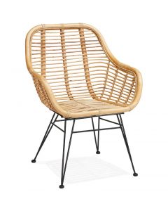 Aberg Rattan Natural and Black Armchair
