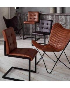 Aged Brown Leather Butterfly Chair