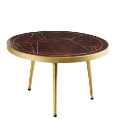 Ajay Dark Gold Round Coffee Table With Gold Inlay