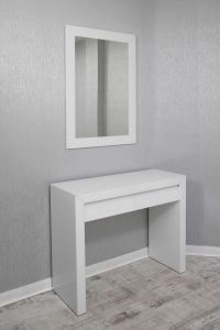 Alyeska White Glass 2 Drawer Dressing Table Without Stool