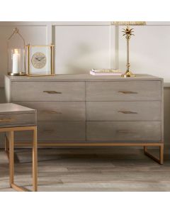 Ambroso Shagreen Effect and Gold Metal 6 Drawer Chest