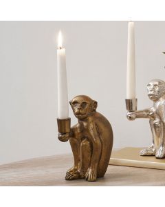 Antique Brass Metal Monkey Candlestick