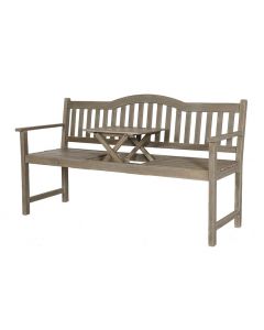 Antique Grey Wash Acacia Wood Bench with Pop Up Table