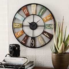 Arial Large Industrial Multi Colour Wall Clock