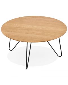 Arnfast Natural Wood and Black Coffee Table