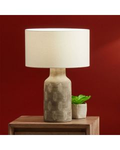 Aster Grey Textured Flower Stoneware Table Lamp - Base Only