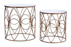 Avento Mirrored and Antique Set of 2 Tables