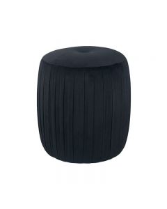 Bibby Black Velvet Buttoned Cylinder Pouffe