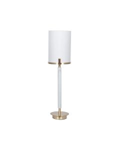 Champagne Gold Metal and Marble Effect Table Lamp with White Shade