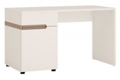 Chelsea Desk Dressing Table In White Gloss With An Oak Trim