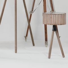 Clark Distressed Slatted Wood Tripod Table Lamp