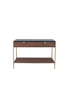 Claude Acacia and Black Marble 2 Drawer Console Table