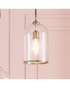 Clear Glass and Antique Brass Detail Pendant