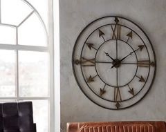 Breezehill Grey and Gold Metal Wall Clock