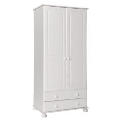 Scandi 2 Door Wardrobe with 2 drawers in White