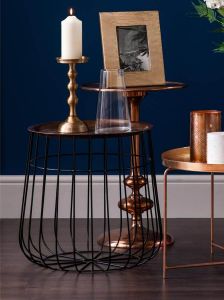 Copper and Metal Wire Side Table