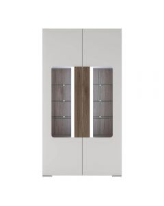 Designer Style White Tall Glazed Cabinet