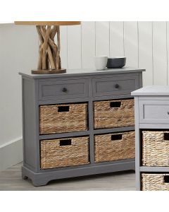 Devonshire Grey Wood 2 Drawer 4 Basket Sideboard