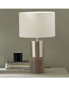 Etosha Grey Wood & Silver Metal Table Lamp