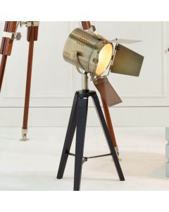 Film Style Black & Antique Brass Tripod Table Lamp
